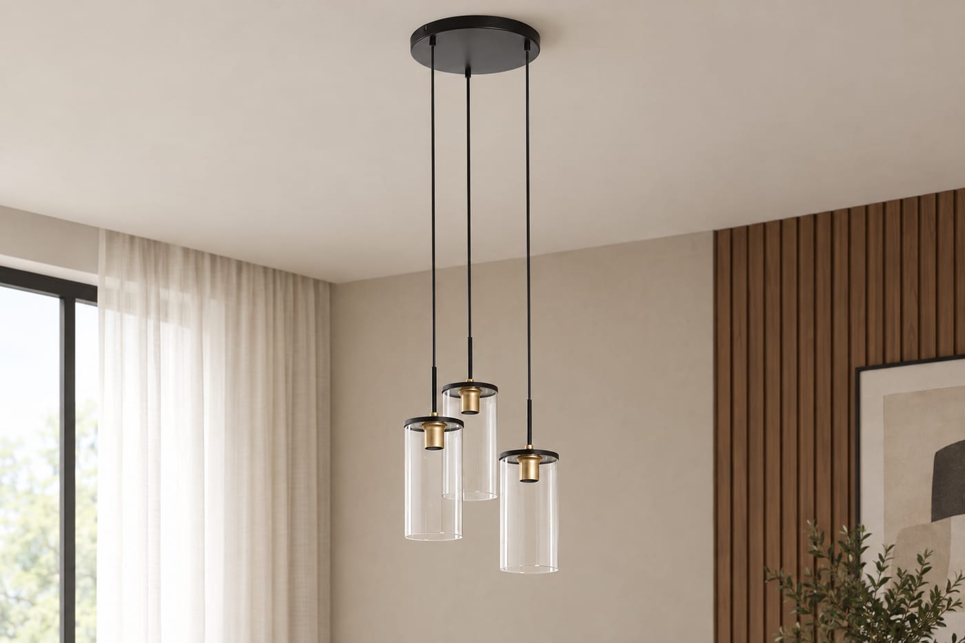 TRIEL NEGRO + MEDALLA/3 LUCES: una lámpara colgante de estilo industrial sutil para dar personalidad al hogar